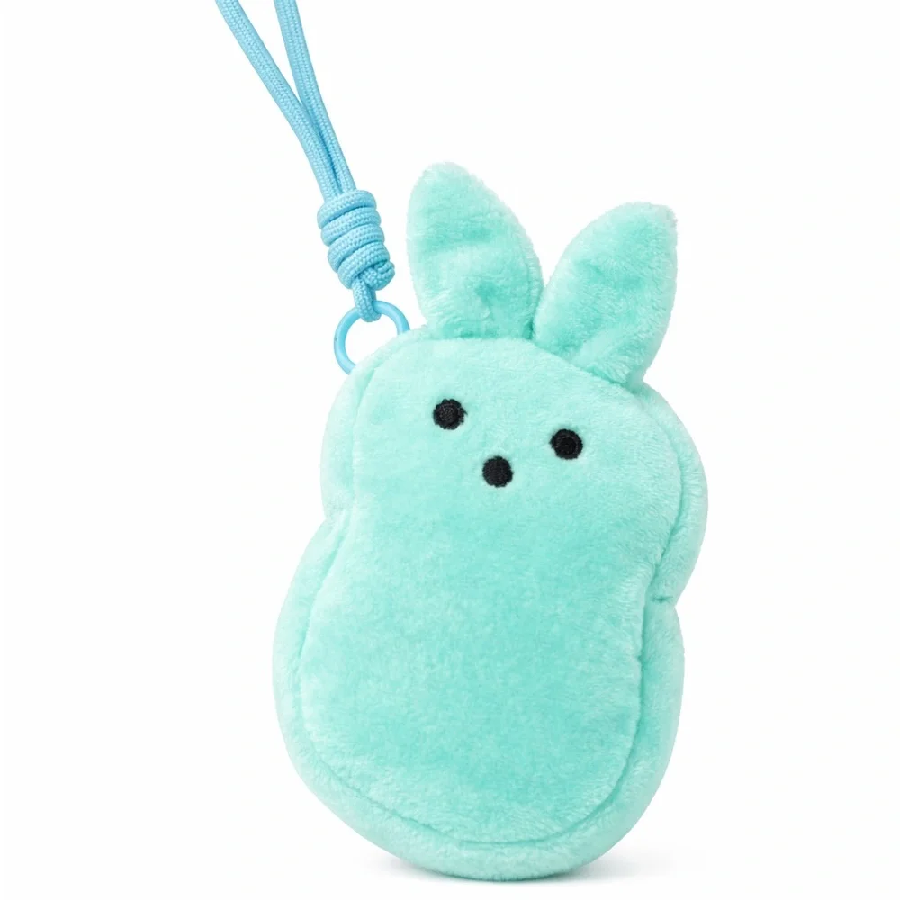Cute Teal Peep Bunny Bag Charm Mini Coin Purse Keychain 5.5” Plush - NEW